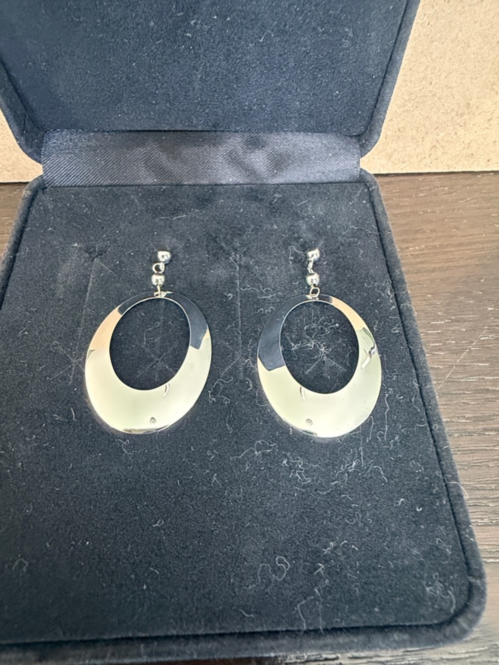 White Gold 14K  Oval Drop Earrings -Women Jewelry